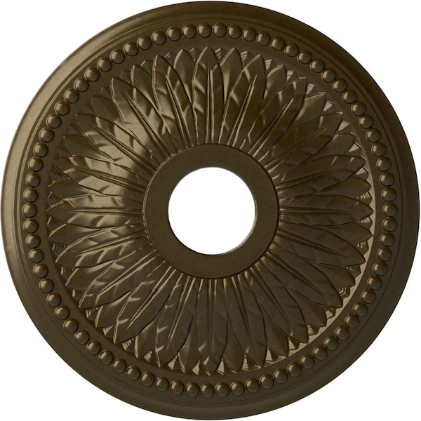 Ekena Millwork Bailey Ceiling Medallion (Fits Canopies up to 5 3/4"), Hnd-Painted Brass, 18"OD x 3 3/4"ID x 1 1/2"P CM18BIBRS - main